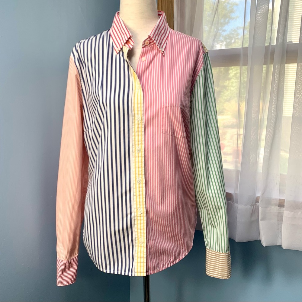 J. Crew Vintage Mixed Stripe Classic Fit Button Down Shirt